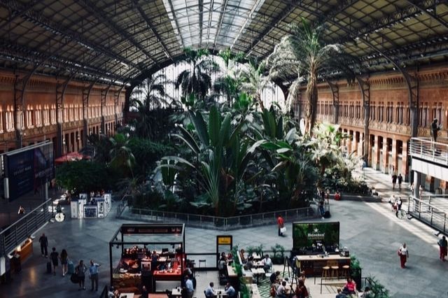 Estación de Atocha, puedes ir al aeropuerto de Madrid en tren cercanías.